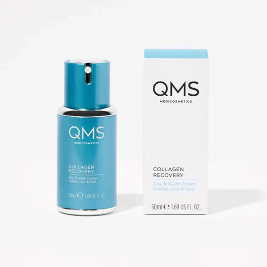 Produktfoto_QMS_Medicosmetics_Collagen_Recovery_Day_Night_Cream_mit_Verpackung