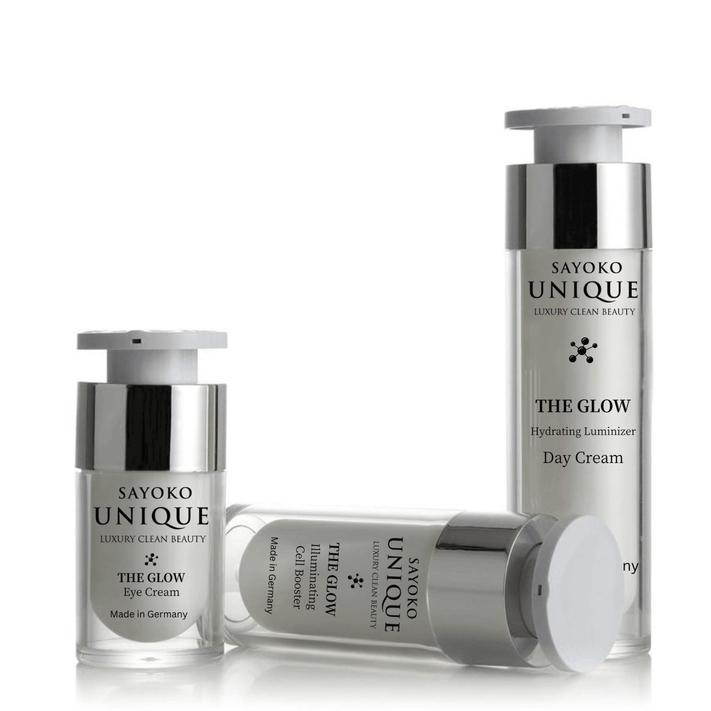 Hautpflege Set THE GLOW Ritual mit Augencreme und Feuchtigkeitscreme, ideal für schnelles Beauty-Ritual.