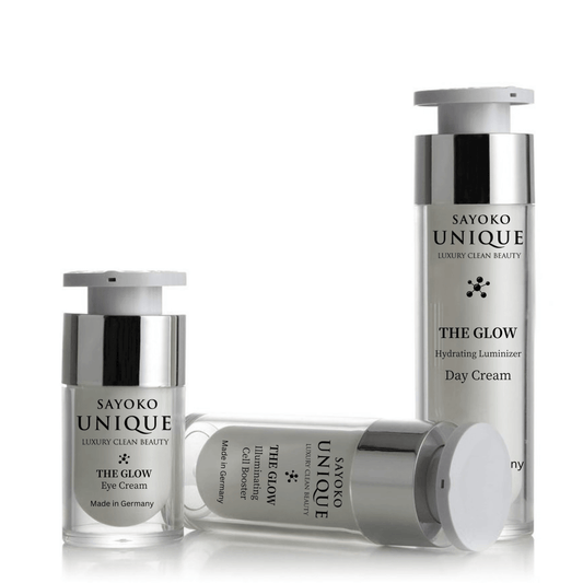 Hautpflege Set THE GLOW Ritual mit Augencreme und Feuchtigkeitscreme, ideal für schnelles Beauty-Ritual.
