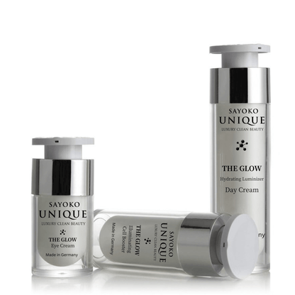 Hautpflege Set THE GLOW Ritual mit Augencreme und Feuchtigkeitscreme, ideal für schnelles Beauty-Ritual.