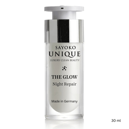 Night Repair – Regenerierende Nachtcreme in eleganter Flasche von SAYOKO, 30 ml, hergestellt in Deutschland.